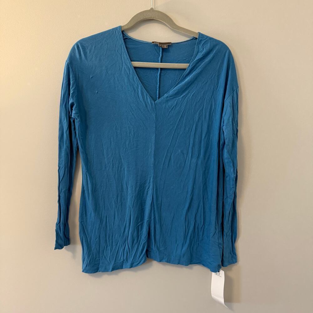 NEW VINCE Womens V-Neck Long Sleeve Lightweight  Top Turquoise SIZE Small